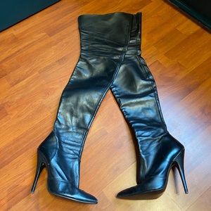 Vintage leather thigh high boots